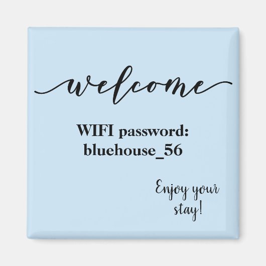 Welkom Magnet Vacation Rental Wifi Wachtwoord (Voorkant)