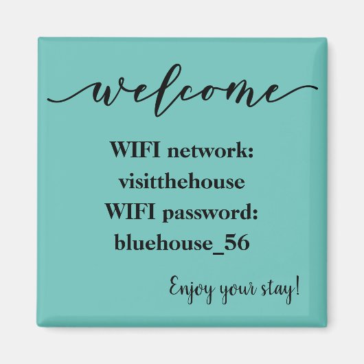 Welkom Magnet Vacation Rental Wifi Wachtwoord (Voorkant)