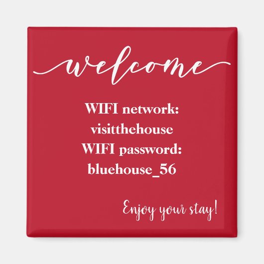 Welkom Magnet Vacation Rental Wifi Wachtwoord (Voorkant)