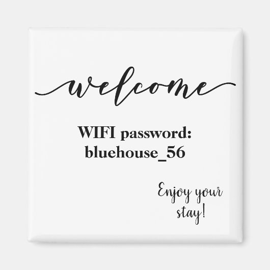 Welkom Magnet Vacation Rental Wifi Wachtwoord (Voorkant)
