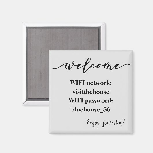 Welkom Magnet Vacation Rental Wifi Wachtwoord (Voorkant / Achterkant)