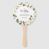Welkom Magnolia Cotton & Floral Wedding Handwaaier (Voorkant)