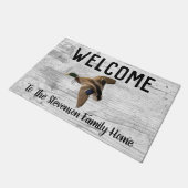 Welkom Mallard Duck Familie Naam Home Coted Deurmat (Schuin)