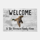 Welkom Mallard Duck Familie Naam Home Coted Deurmat (Voorkant)