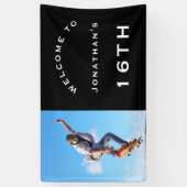 Welkom Mannelijke 16e verjaardag Foto Black Spandoek (Verticaal)