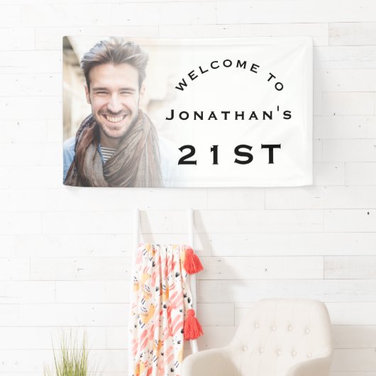 Welkom Mannelijke 21e verjaardag Fotobedekking ver Spandoek