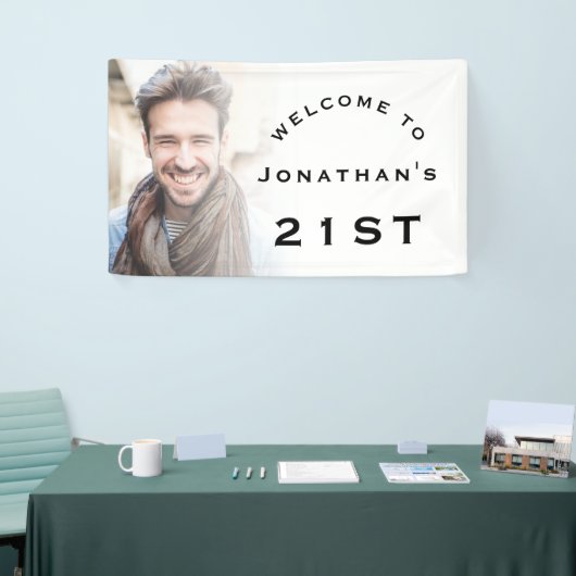Welkom Mannelijke 21e verjaardag Fotobedekking ver Spandoek (Beurs)