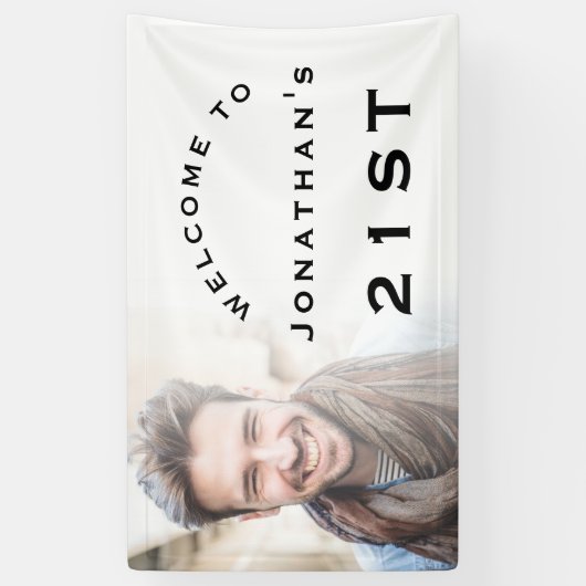 Welkom Mannelijke 21e verjaardag Fotobedekking ver Spandoek (Verticaal)