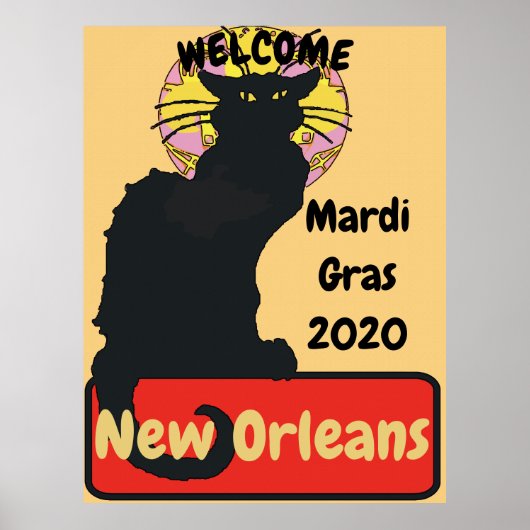 Welkom, Mardi Gras, New Orleans, Chat Noir, Poster (Voorkant)
