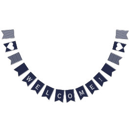 Welkom marine en White Preppy Bunting Vlaggetjes