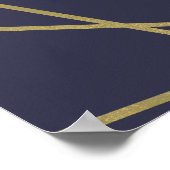 Welkom marineblauw modern gouden diamanten bruilof poster (Hoek)