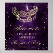 Welkom Masquerade paarse gouden glitter Sweet 16 Poster (Voorkant)
