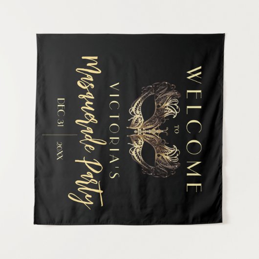 Welkom Masquerade Verjaardagsfeest Schuim Borden Wandkleed (Voorkant (horizontaal))