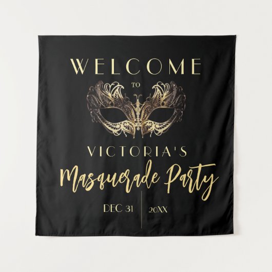 Welkom Masquerade Verjaardagsfeest Schuim Borden Wandkleed (Voorkant)