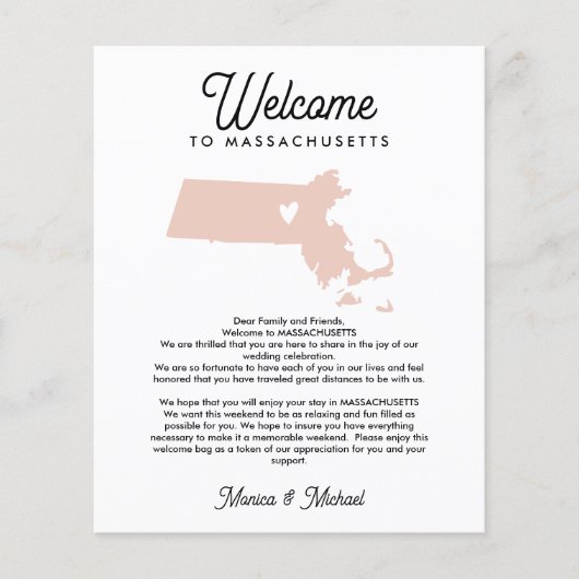 Welkom MASSACHUSETTS Letter & Itinerary ENIGE KLEU (Voorkant)