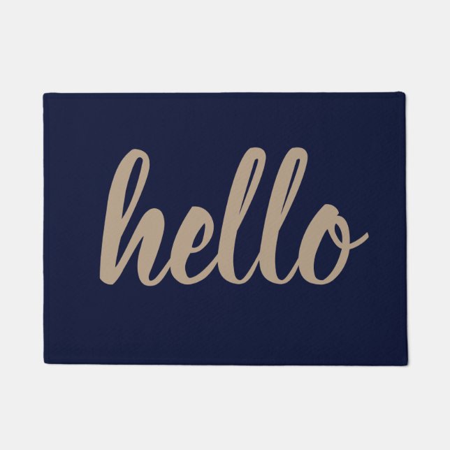 Welkom Mat Hallo Outdoor/Indoor Navy Blue/Taupe! (Voorkant)