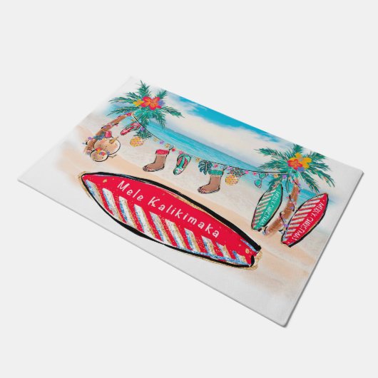 Welkom Mat in Hawaiian Kerstmis Surf Board (Schuin)