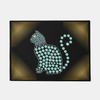 Welkom Mat Jeweled Rhinestone Cat
