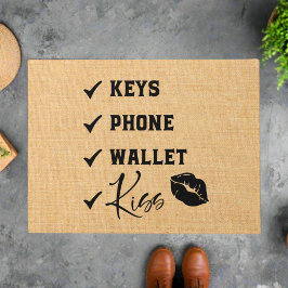 Welkom Mat Keys Telefoon Portemonnee Kiss Checklis