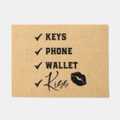 Welkom Mat Keys Telefoon Portemonnee Kiss Checklis (Voorkant)
