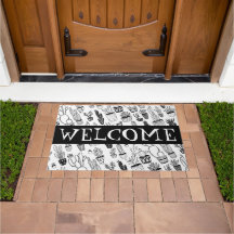 WELKOM MAT Leuke Potted Planten Patroon Cactus