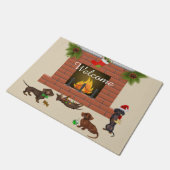 Welkom Mat met kerstdachshund-deur (Schuin)