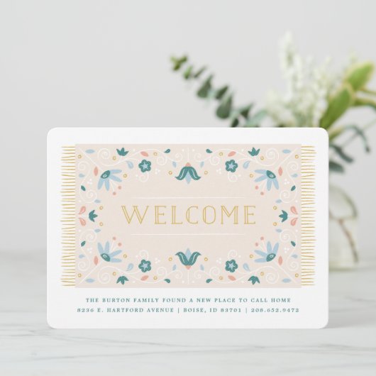 Welkom Mat Moving Announge - Blauwgroen Aankondiging (Staand voorkant)