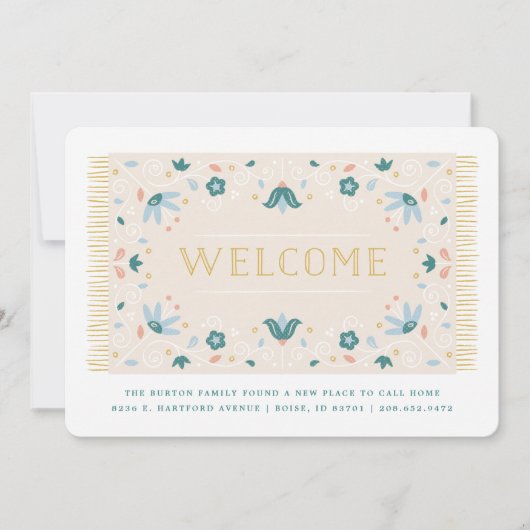 Welkom Mat Moving Announge - Blauwgroen Aankondiging (Voorkant)