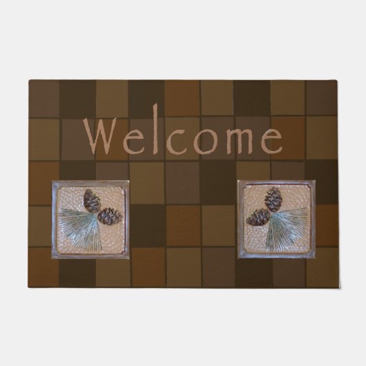 Welkom mat, tegel ocher pinecone voor Bungalows Deurmat (Voorkant)
