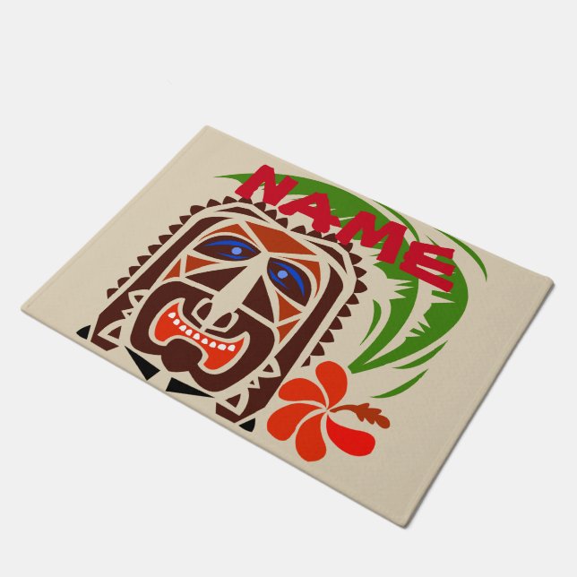 Welkom Mat, Tiki Bar.tekst bewerken Deurmat (Schuin)