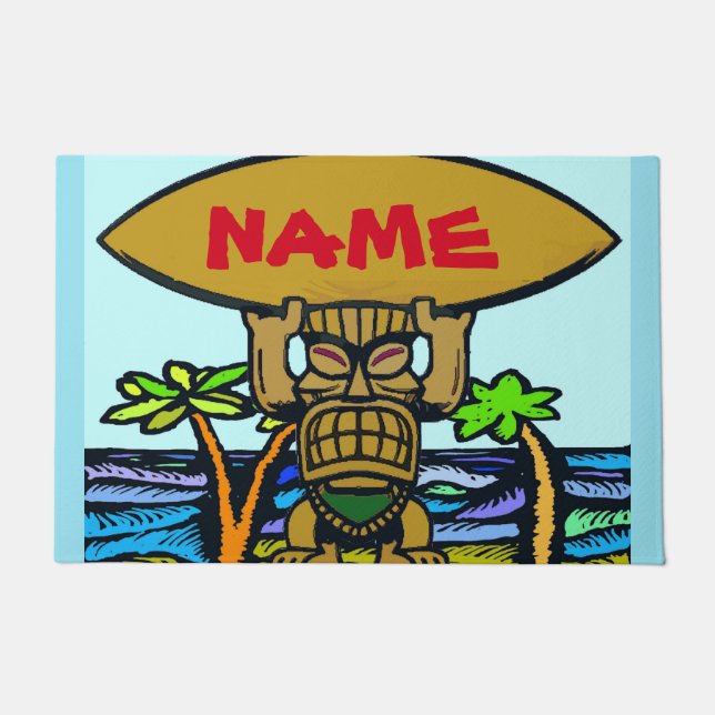 Welkom Mat, Tiki & Surf Board Doormat Deurmat (Voorkant)