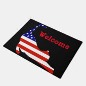 Welkom matje met kat en Amerikaanse vlag Deurmat (Schuin)