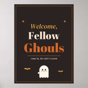 Welkom, mede-spookachtigen - gezellige Halloween-m Poster