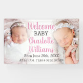 Welkom meisje aankondiging 2 foto banner (Horizontaal)