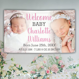 Welkom meisje aankondiging 2 foto banner