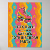 Welkom Meisje Retro Roller Schaats Verjaardagsfees Poster (Voorkant)