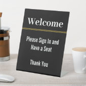 Welkom Meld je aan Neem plaats Dank je wel Zwart Reclamebord Met Voetstuk (Insitu)
