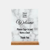 Welkom Meld u aan bij Logo Faux Marble Acrylic Acryl Bord (Voorkant)