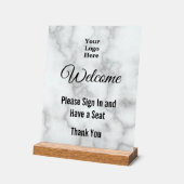 Welkom Meld u aan bij Logo Faux Marble Acrylic Acryl Bord (Hoek)