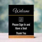 Welkom Meld u aan en Logo Zwart acryl teken Acryl Bord (Neutraal)