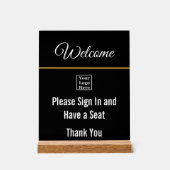 Welkom Meld u aan en Logo Zwart acryl teken Acryl Bord (Voorkant)