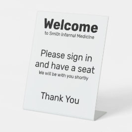 Welkom Meld u aan Neem plaats Dokterspraktijk Wit Reclamebord Met Voetstuk