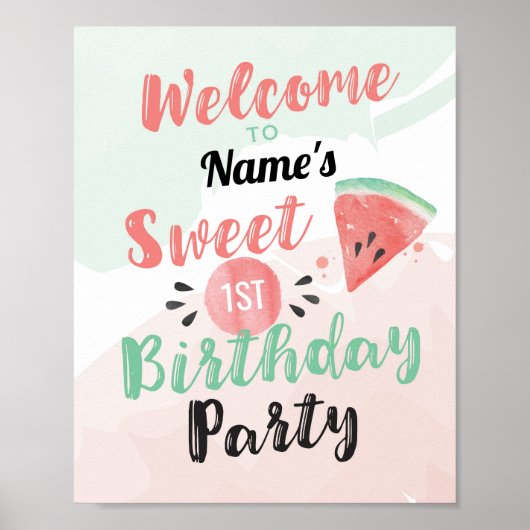 Welkom Melon Sweet Poster Watermelon Birthday (Voorkant)