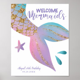 Welkom Mermaids Magical Birthday Party Sign Poster