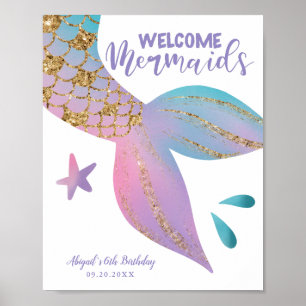 Welkom Mermaids Magical Birthday Party Sign Poster
