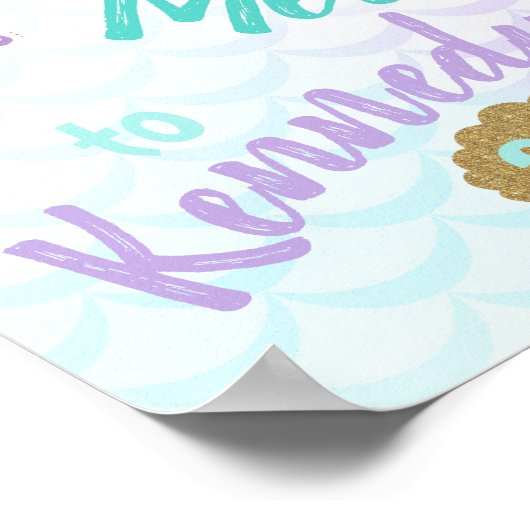 Welkom Mermaids, Mermaid Birthday Sign, Poster (Hoek)