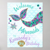 Welkom Mermaids, Mermaid Birthday Sign, Poster (Voorkant)