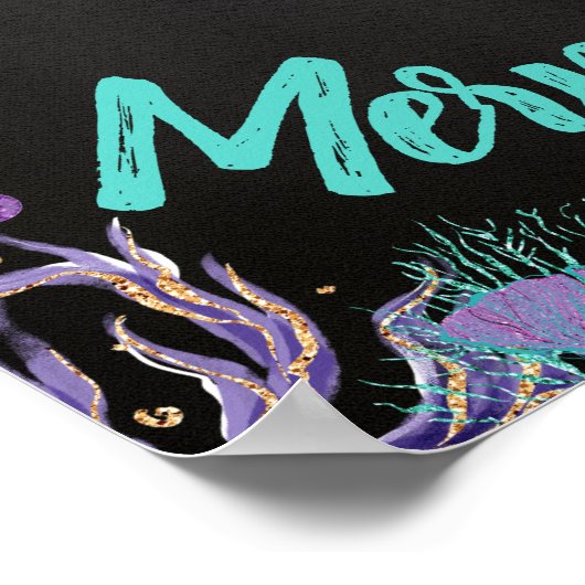 Welkom Mermaids, Mermaid Birthday Sign, Wall art Poster (Hoek)