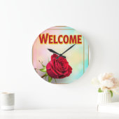 Welkom met roos op grote klok (Huis)