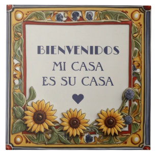 Welkom Mi Casa Es Su Casa Zonnebloem Bord Tegeltje
